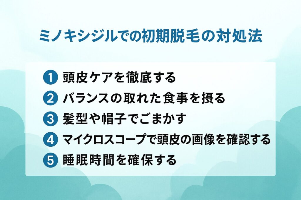 ミノキシジルでの初期脱毛の対処法が分かる画像