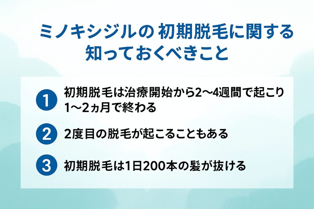 ミノキシジルの初期脱毛に関する知っておくべきことが分かる画像