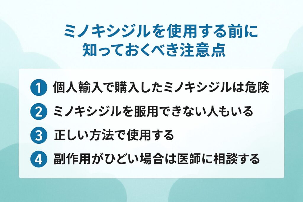 ミノキシジルを使用する前に知っておくべき注意点が分かる画像