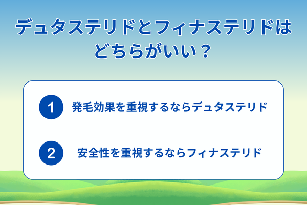 デュタステリドとフィナステリドはどちらがいい？が分かる画像