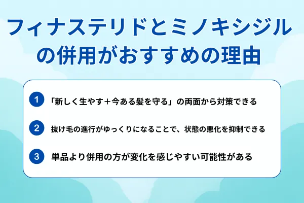 フィナステリドとミノキシジルの併用がおすすめの理由が分かる画像