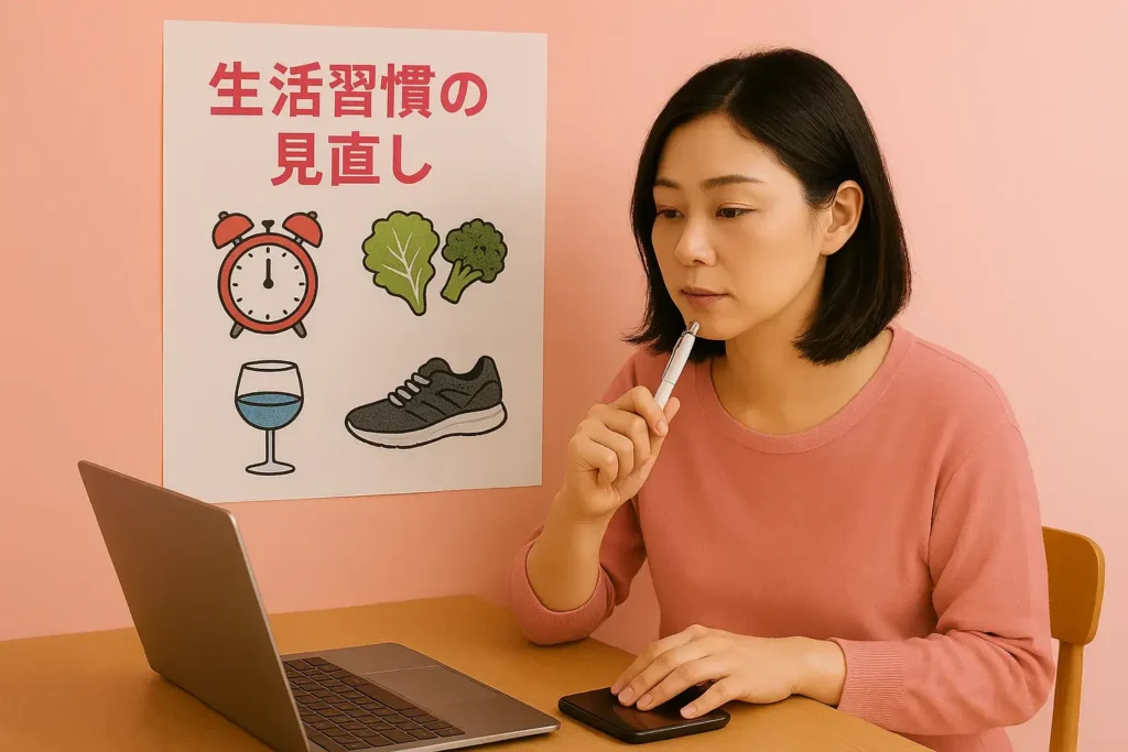 生活習慣の見直しをしている女性の画像
