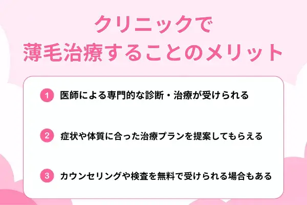 クリニックで薄毛治療することのメリットが分かる画像
