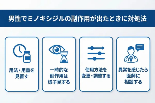 男性でミノキシジルの副作用が出たときに対処法