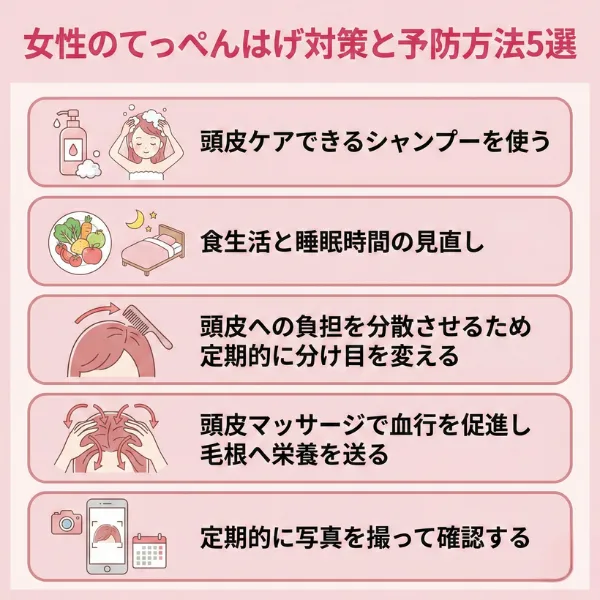 女性のてっぺんはげ対策と予防方法5選