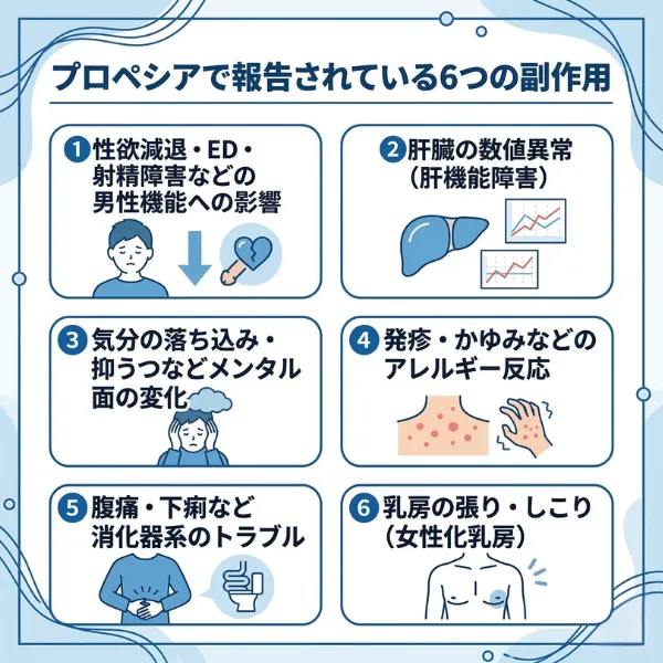 プロペシアで報告されている6つの副作用
