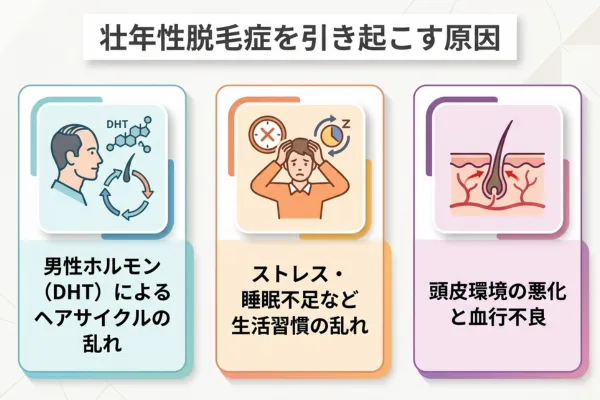 壮年性脱毛症を引き起こす原因