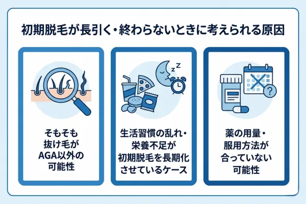 初期脱毛が長引く・終わらないときに考えられる原因