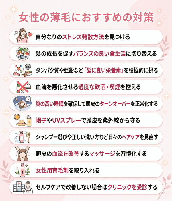 女性の薄毛におすすめの対策