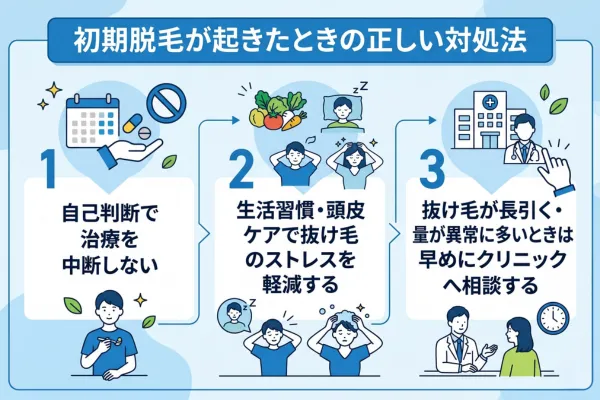 初期脱毛が起きたときの正しい対処法
