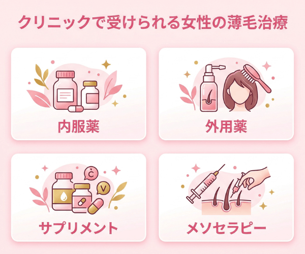 クリニックで受けられる女性の薄毛治療