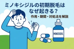 ミノキシジルの初期脱毛はなぜ起きる？作用・期間・対処法を解説