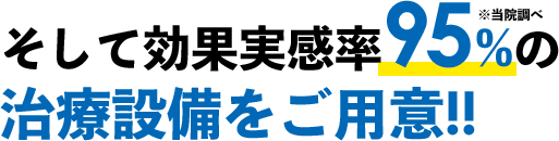 そして効果実感率95％の治療設備をご用意!! ※当院調べ