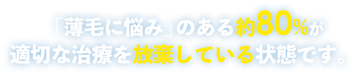 薄毛に悩み約80%が適切な治療を放棄している状態です。