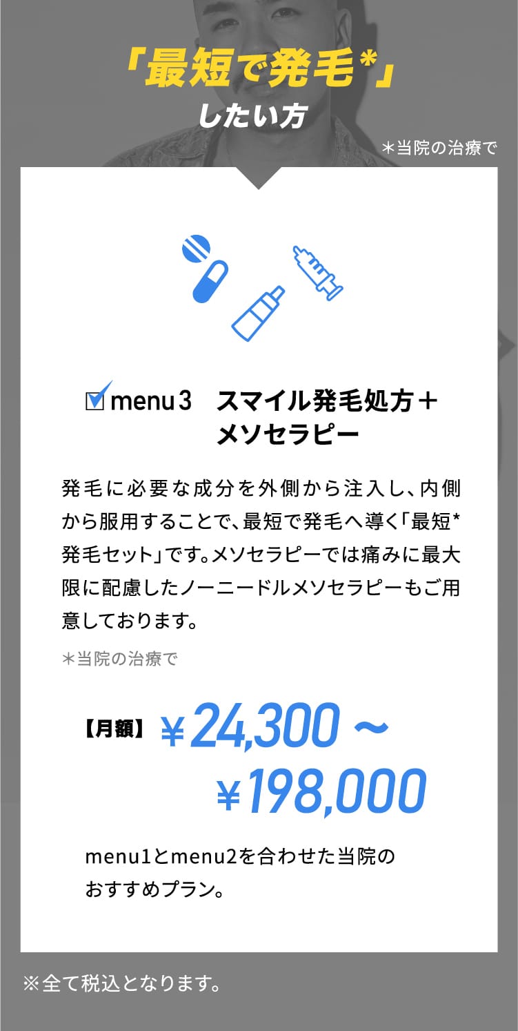 「最短で発毛*」したい方